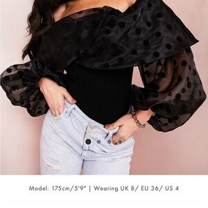 ASOS Elegant Black Polka Dot Off-Shoulder Top